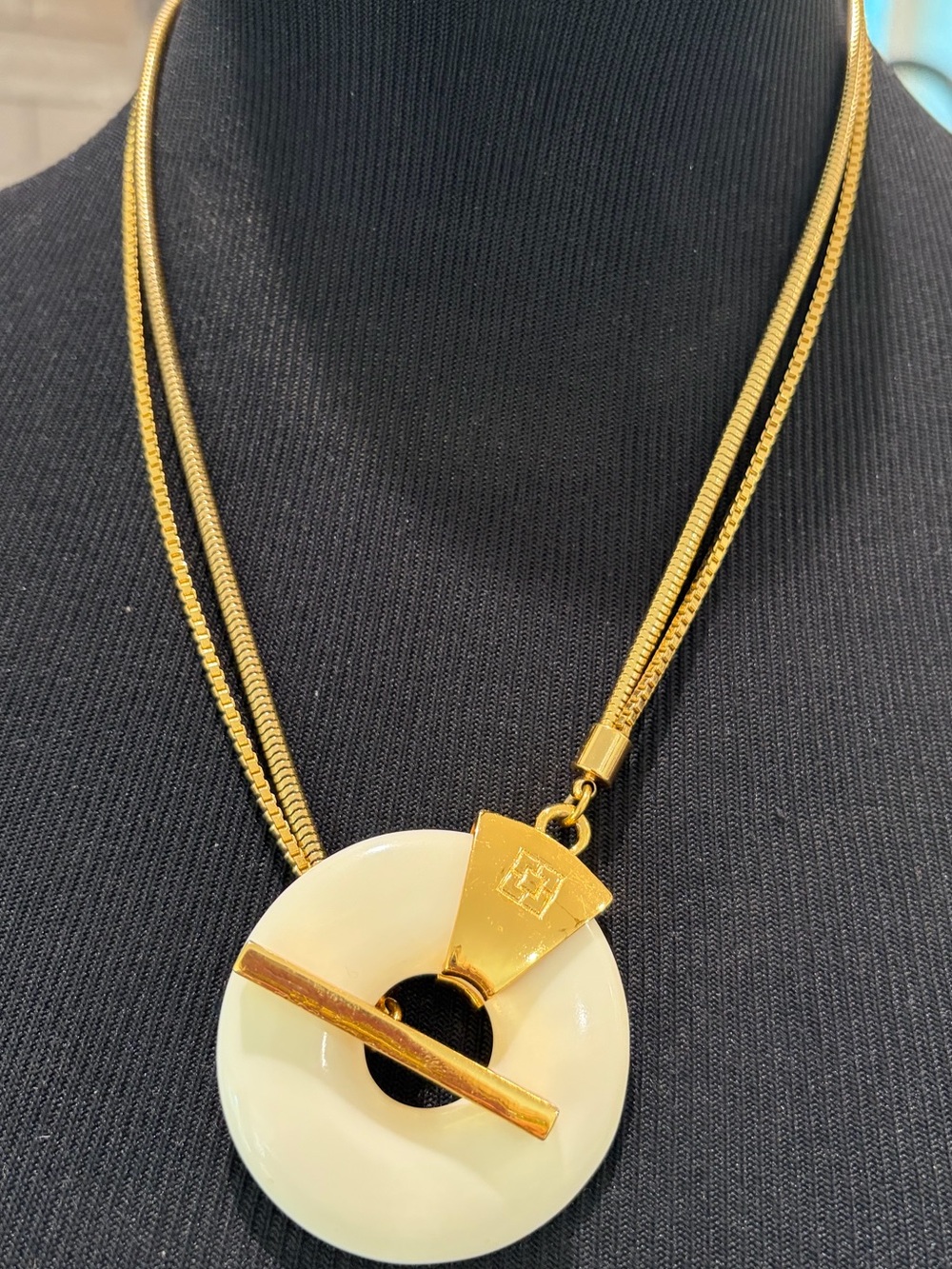 Authentic Vintage 1977 Givenchy
4G Logo Lucite Donut Statement
Opera Necklace